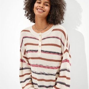American eagle oversized henley sweater